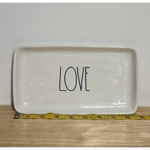 Rae Dunn Love Plate Tray Trinket Dish White Ceramic 9in X 5in